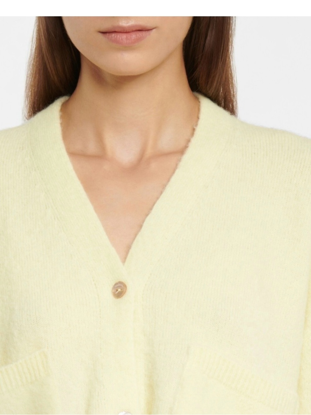Nanushka Pale Yellow Mohair V-Neck Cardigan